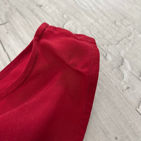 Spenser Jeremy Red Sleeveless Silk Plain Basic Staple Flowy Tank Top Blouse - Picture 4 of 7